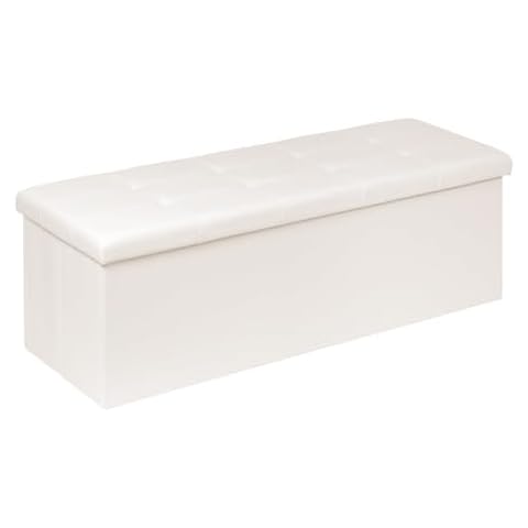 Bonlife Folding Ottoman Storage Bench with Cushion Cover