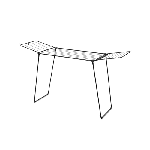 Brabantia HangOn Drying Rack, 22 m (Mattschwarz),Standtrockner mit Trockenfläche bis zu Zwei Waschladungen, Wäscheständer platzsparend, zusammenfaltbar, für große und kleine Wäschestöcke