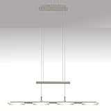 Trango 2013-42R Design stufenlos dimmbar & höhenverstellbar LED Pendelleuchte *MOMO* Edelstahl-Optik 880mm Lang inkl. 4x 5.5 Watt LED Modul 3000K warmweiß Esstischleuchte - Hängelampe – Deckenleuchte