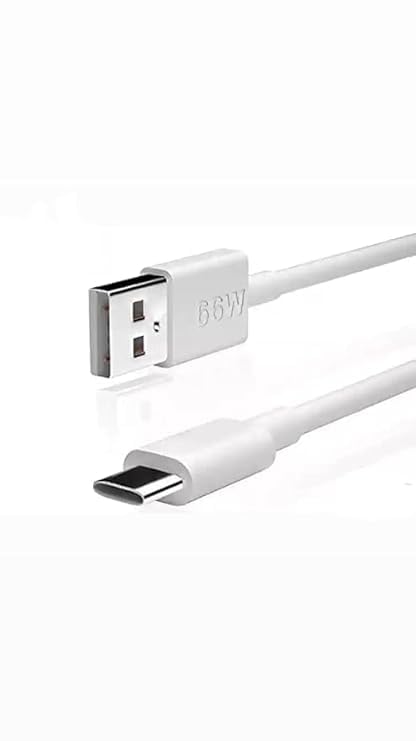 Image of Original 66W Flash Charging Adapter with USB to Type C Cable Compatible for Y200 5G /V29 /V27 /V25 /V23 /V23e /V21 /T2 /T2x /Y36 /Y56 /Y72 /iqoo neo 3 /neo 6 (Adapter and Cable) (TEN167)