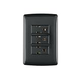 Placa Eléctrica Armada de 3 Contactos Aterrizados, Negra, Volteck