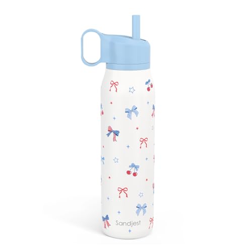 Image of American Flag Stainless Steel Water Bottle with Twist Lid 20oz, Travel Insulated Water Bottles for Sports & Gym, Gift for Women Girls Friends Birthday Christmas
