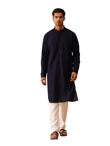 Image of SOJANYA (Since 1958 Men's Cotton Embroidered Thread Work Kurta With white churidar Pyjama