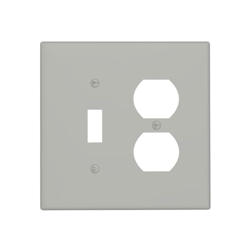 Wmhusu Light Switch Cover Plate Light Gray 2 Gang Outlet Covers Decorative Switch Plates 1 Toggle Duplex Combo GFCI Socket Cover Wall Plates for Bathroom Bedroom Home Decor