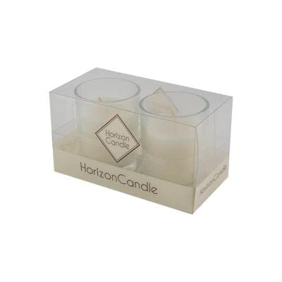 Bougies chauffe-plat Horizon en verre avec cire coulée blanche - 4,5 x 6 cm - Bougie chauffe-plat non parfumée pour cadeau, mariage, spa, spa, décoration Cover