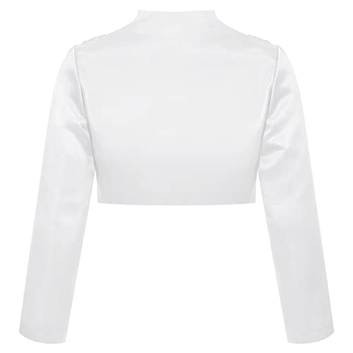 Kids Girls Long Sleeves Satin Bolero Shrug Open Front Cardigan Jacket 3D Flower Dress Cover Up Coat2