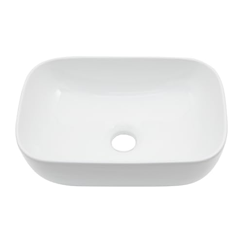 Lordear Vessel Sink 14 x 10 Inch White Ceramic Porcelain Countert...