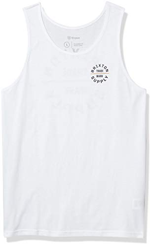 Brixton Men's Oath V Tank, White/Yellow, L