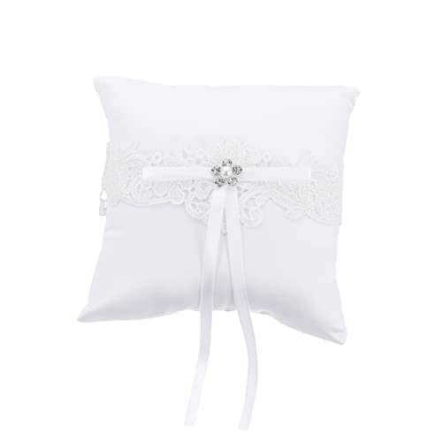 HOLIDYOYO Bridal Ring Pillow Holder Lace Ring Setting Bows Wedding Bearer Pillow