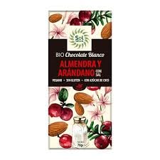Pack 2x70g Chocolate Blanco con Almendras y Arándanos | Selección BIO | Fruta Deshidratada | Sin Gluten (SG) | Calidad Vegana | Alto Contenido en Manteca de Cacao