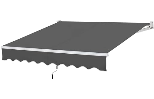 Abician Auvent Rétractable de Contrôle Manuel Store Banne de Balcon 300 x 250 cm pour Terrasse, Patio, Café, Porche, Restaurant Gris foncé
