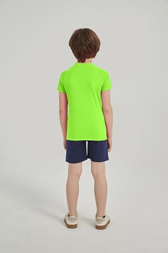 Image of 5-14Y Boys Girls Rash Guard UPF 50+ Short Sleeve Kids Neon Swim Shirts