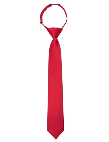 JEMYGINS Red Boys Tie Pre-tied Adjustable Kids Necktie for Age 8-12 Wedding School Graduation(14)