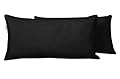 Vargottam Indoor/Outdoor Polyester Fabric Lumbar Pillow Cover, All-Weather Waterproof Rectangular Cushion Case for Patio Furniture, 12 x 24 Set of 2-Black
