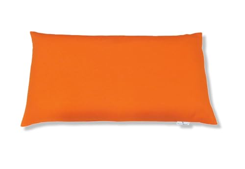 Image of Buckwheat Hulls Pillow | King Size | 17 inch x 27 inch inch | Pillow for Neck Pain | Shoulder Pain | Back Pain | Other Sleeping Problem | for Daily Use (Orange)