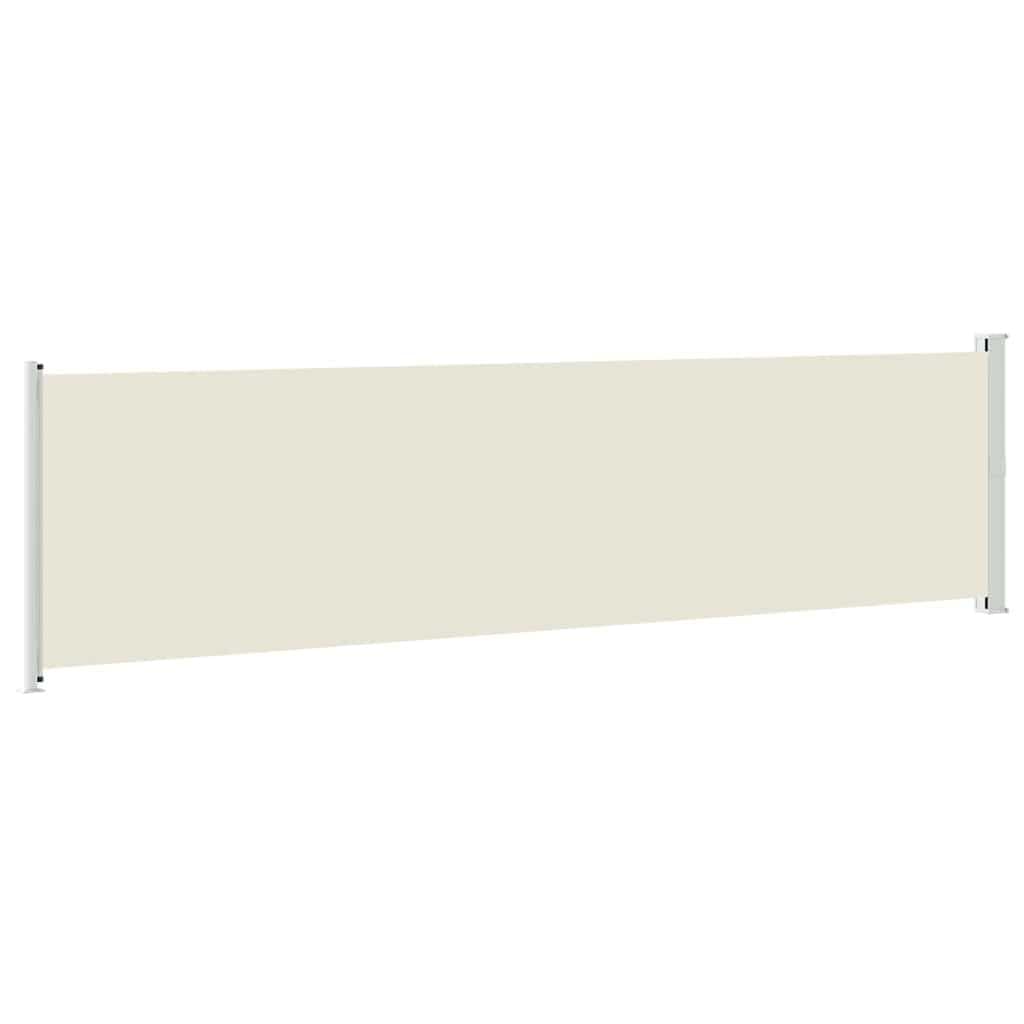 Chowana roleta boczna, 600 x 160 cm, kremowa, markiza boczna z poliestru, odporna na wodę i promieniowanie UV, ochrona przed słońcem na taras i balkon, z zwijaną