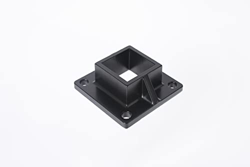Floor Mount Post Plange for 2" Square Fence Post and Deck Railing, Heavy Duty, Aluminum,Black