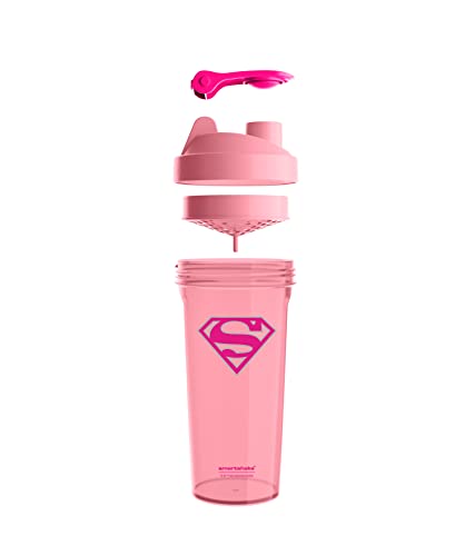 Smartshake Lite Justice League Protein Shaker Bottle 800ml – DC Comics Water Bottle, Leakproof BPA Free Gym Shaker And Protein Powder (Supergirl)