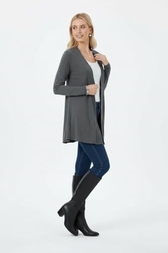 Image of ToBeInStyle Womens Open Front Long Sleeve Lightweight Asymmetrical Draped Cardigan with Side Pockets