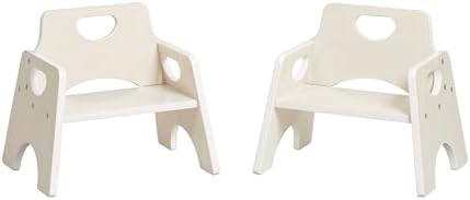 Stackable Wooden Toddler Chair, 6in, White Wash, 2-Pack