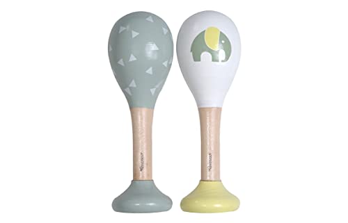 Kindsgut Rasseln aus Holz, 2er Set Musik Instrument für Babys und...