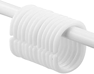 Shower Curtain Rings,12 Pack Plastic Curtain Hanging Rings,C-Shaped Shower Curtain Hook Made of Plastic, Shower Curtain Hooks for Bathroom,White, Hooks for Bathroom Shower Window Rod
