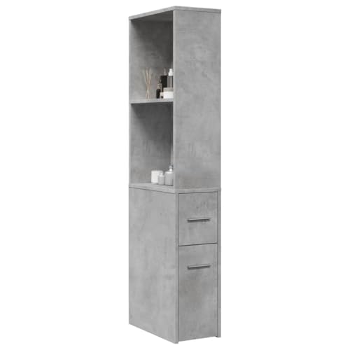 Brokky Armario de baño Estrecho con Ruedas Madera Muebles auxiliares de baño Bathroom Cabinet Mueble de baño Gris hormigón / 855298