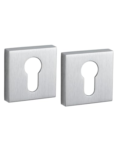 THIRARD - Ensemble de rosaces carrées Zibel/Grid, 50x50mm, trou de cylindre, chromé satiné