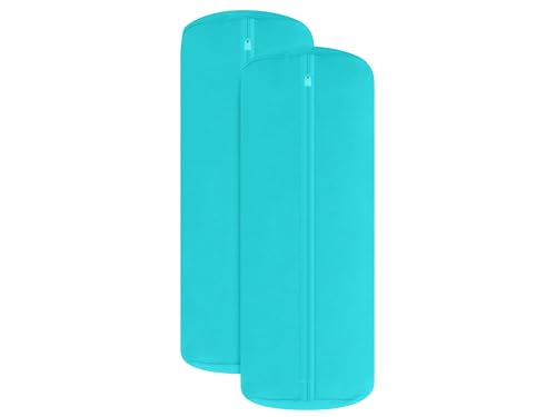 npluseins Doppelpack Jersey Nackenrolle-Kissenbezug - Uni Kissenhülle 1389.1908, ca. 40 x 15 cm, türkis