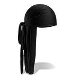 TK Gruppe Timo Klingler Durag - Kostüm Kopfbedeckung für Waves, Locken & Zöpfe - Turban/Pirat Kostüm für Fasching & Karneval Hip Hop (Schwarz)