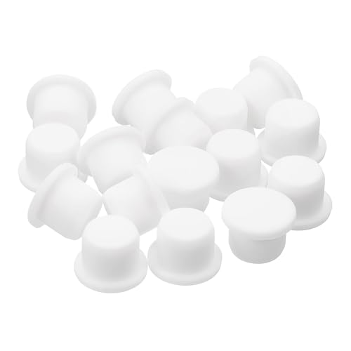 Image of uxcell 16 Pieces White Rubber Stopper, 14mm Plug Holes for 13.5-13.8mm /0.53-0.54 inch Hole