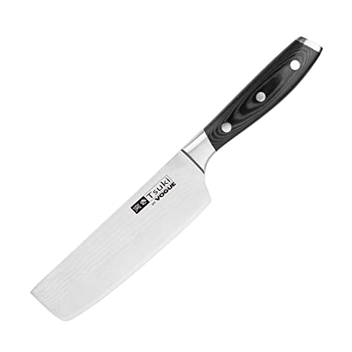 Vogue Tsuki Series 7 Vegetable Chopping Slicer Knife Black 17.2cm - Damascus Steel for a Sharp and Durable Blade CF840