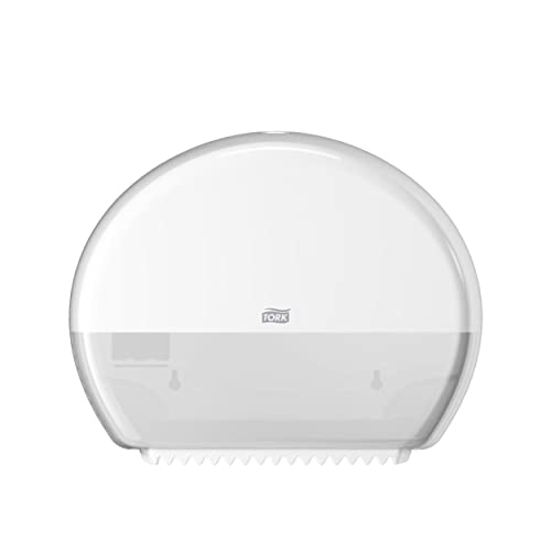 Tork Mini Jumbo Toilet Paper Roll Dispenser White T2, Modern Look, Elevation Design, 555020A