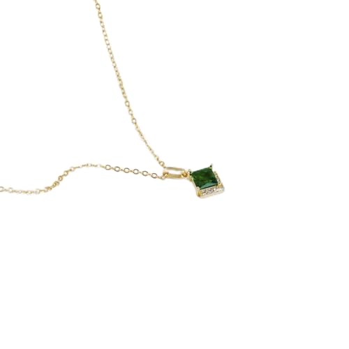 Collier en argent anti-allergie pendentif vert brillant