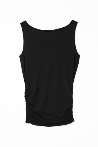 Image of SIGHTBOMB Ultra Soft Microfiber OH SO Soft Boat Neck Sleeveless Ruched SOFTLINE Cuddle TEE Tank TOP for Women TOP