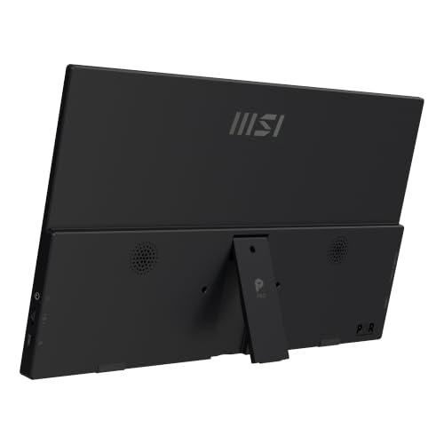 Image of MSI PRO MP165 E6 16-Inch Portable Monitor, 1920x1080 FHD, IPS Panel, 60Hz, 4ms, USB Type-C (DP Alt Mode & 15W PD), Mini HDMI 2.0b, Built-in Speakers, Ultra Slim, Tripod Mount, Anti-Glare, Black