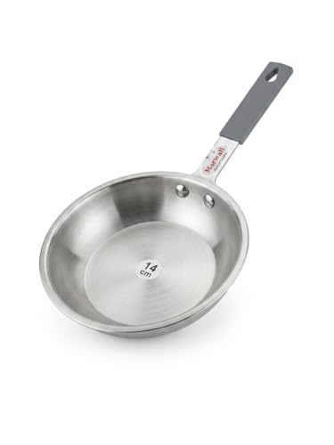Image of Triply Stainless Steel Mini /Baby /Small Size | Induction Friendly | 2.5mm Thickness | Cool Touch Silicone Stainless Steel Handle (Silver, 350ml, Triply Stainless Steel)
