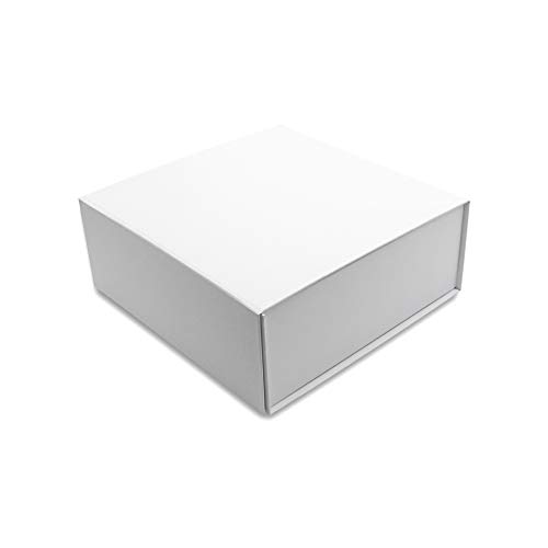 White Gift Box - 1 Pack Small Collapsible Magnetic Lid Luxury Cardboard Box For Presents, Gifts, Ornaments, Holiday, Weddings, Events, Small Businesses, Organization, Supplies, Crafting - 9.4X9.4X3.7 #TOP26