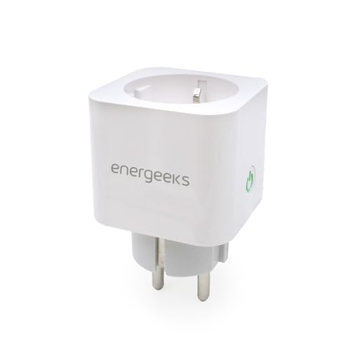 Energeeks - Enchufe WiFi Inteligente - Medidor de Consumo Integrado - Tipo Schuko - 2,4 Ghz - 16A/3680W - 240V/60Hz - Control por App Móvil - Comandos de Voz - Compatible con Alexa y Google