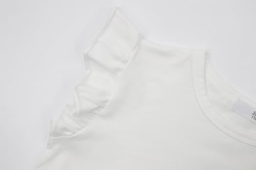 Image of Toddler Girls Ruffle Sleeve T-Shirt Plain Tank Tops Basic Blouse for Girl