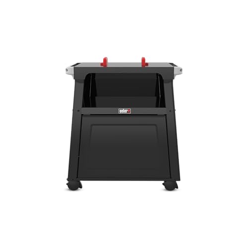 Soporte Premium Weber estable con armario cerrado y sistema de mesas de exterior