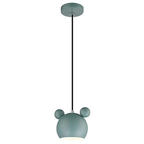 Lampada a sospensione a forma di topo simpatico cartone animato Lampadario Fitting Fun Camera da letto per bambini E27 Lampada da soffitto Paralume in ferro battuto Lampade a sospensione (Green)