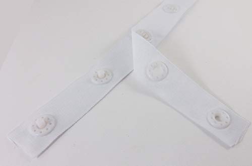 2 Yards Plastic Snap Button Large Jumbo Size Polyester Tape Hook & Eye Zipper Popper Press Stud Fastener Baby Crotch Fastening Duvet Sewing Renaissance Dance Costume Drapery Lingerie- White - #3W-2 #TOP3