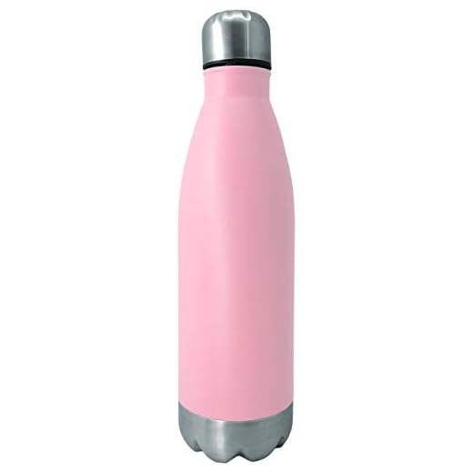 NERTHUS Pared Simple Rosa de Acero Inoxidable 750 ml, Agua, Botella Reutilizable, 29 x 7.5 x 7.5 cm
