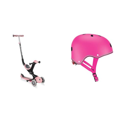 Trottinette design rose pastel Globber et casque premium Primo assorti pour enfant