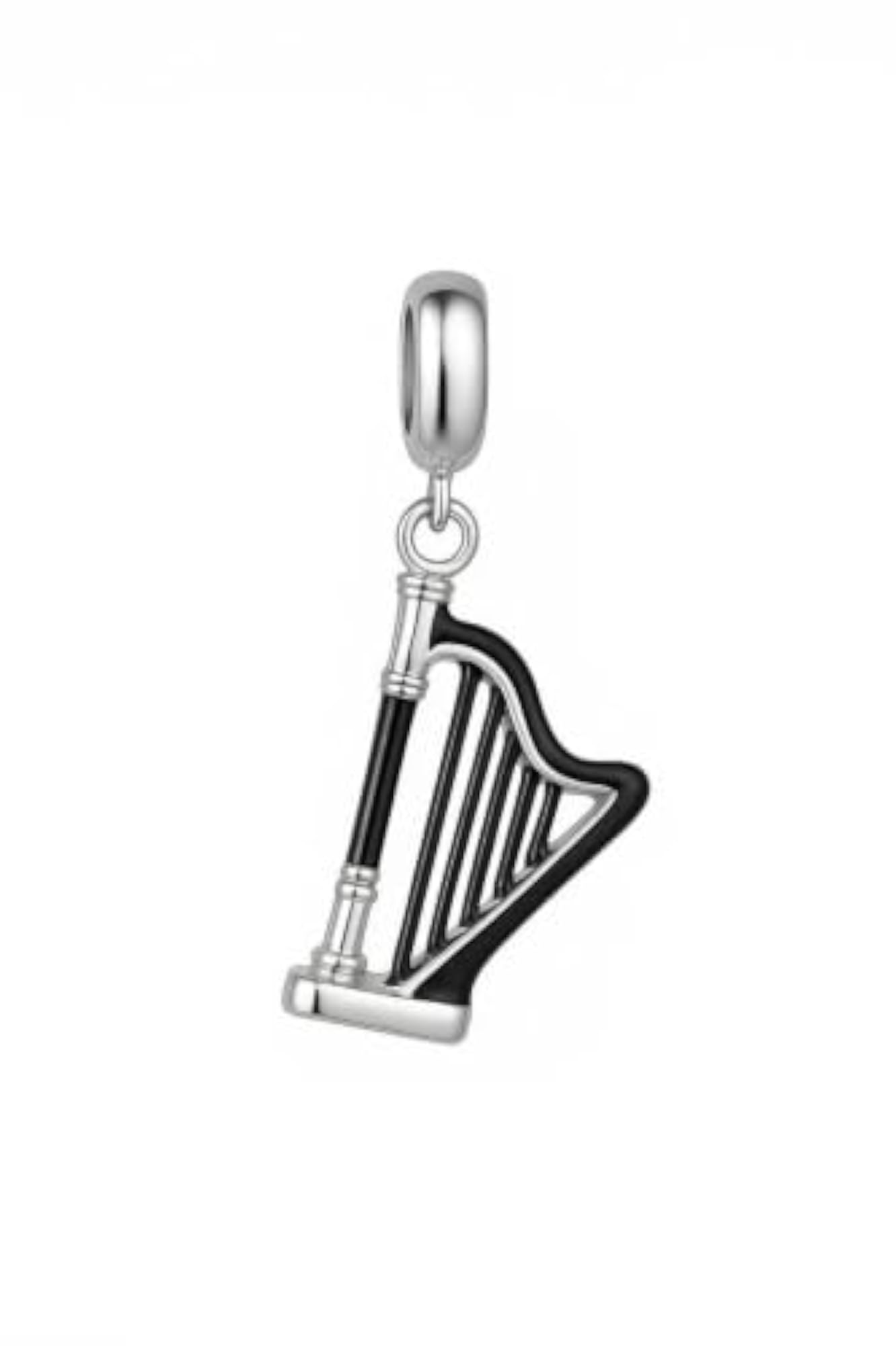 925 Sterling Silver Harp Charm, Gift for Women