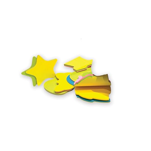 Image of Cubic Shaped Sticky Notes - Set of 6 Fun Designs (Star, Heart, T-Shirt, Butterfly, Fruit, Leaf) - 6.5 to 7cm - Multi-Color Sticky Note Pads for School, Office, Craft & Gifting