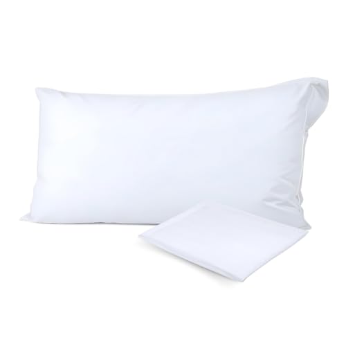 CASTUWORLD Funda de Almohada Impermeable, Antiacaros, 50% Algodon y 50% Poliester. Cremallera Lateral. Transpirable. Protectora Higienica Suave Lavable (105x40 cm)