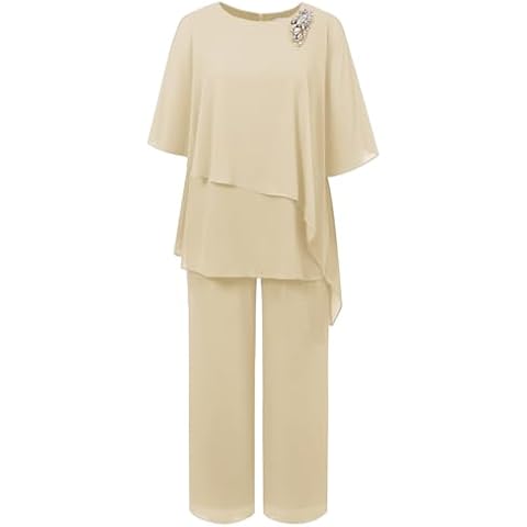 Hanna Nikole Apricot Chiffon Pant Suit Set Cover