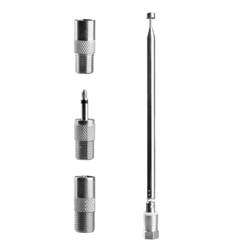 Tabanzhe FM Radio Antenna,7-Section Telescopic FM Aerial 75 Ohm F Type Male Plug Connector with 3 Adapters for Indoor HiFi, AV Stereo, Table Top Radio & Mini System